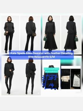 Kate Spade Eden Sweater with Feather Detailing Size Relaxed-Fit S/M